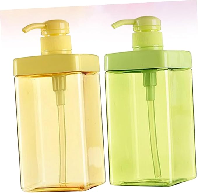 Mikinona 2pcs Eco-Friendly Lotion Bottles Reusable Pump Dispenser for Shampoo Conditioner Toiletries Random Color