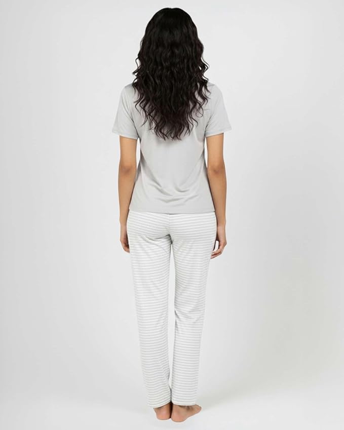 Real Essentials 2 Pack: Women's Comfy Pajama Sets - Short & Long Sleeve Ladies Loungewear Sleepwear PJs (Available In Plus)
