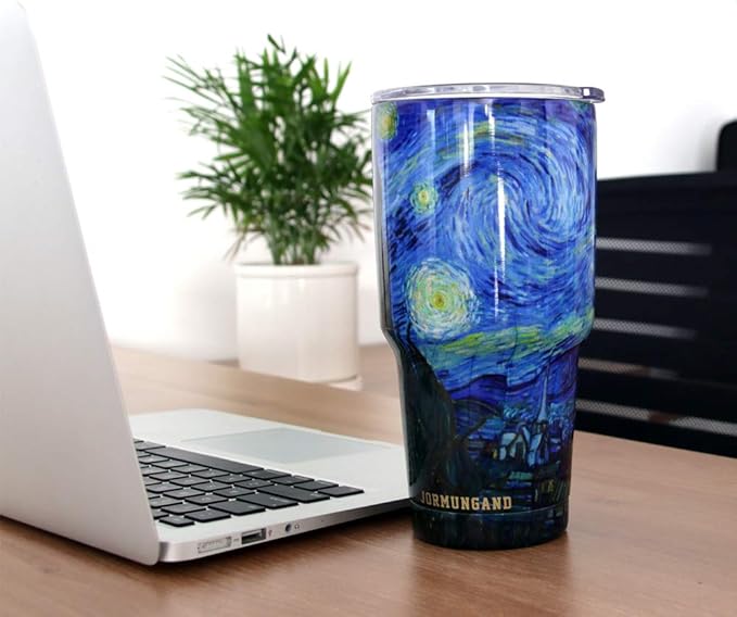 Jormungand 30 oz Tumbler with Handle and Straw Stainless Steel Vacuum Insulated Water Bottle Cup Holder Friendly Coffee Mug with Leak Proof Lid Gift for Women&Men Starry Night 1