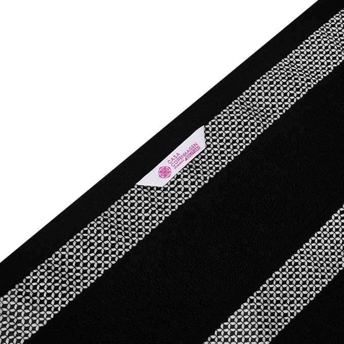 CASA COPENHAGEN, Solitaire 4 Pieces Bath Towel Set- Jet Black, 600 GSM, 27x55 Inches, Designed in Denmark Super Soft Egyptian Cotton Towels for Bathroom & Shower