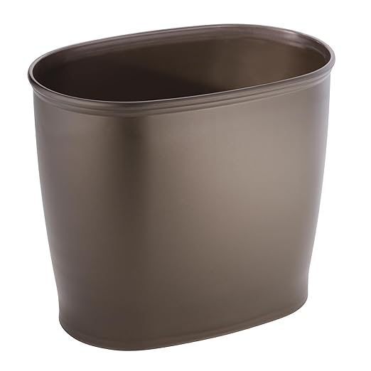 iDesign Slim Plastic Bathroom Trash Can, Small Garbage Bin for Bedroom, Office, Desk, Dorm, 2-Pack, Bronze