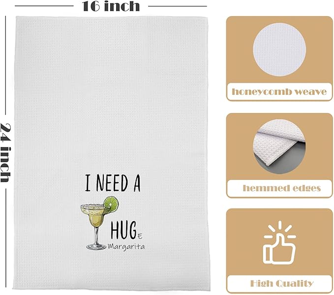 Funny Margarita Kitchen Towels - Margarita Lover Gifts Decorative Waffle Weave Dish Towels, Bar Cart Decor Hand Towels Tea Towel, 16x24 Inch