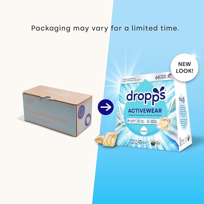 Dropps Sensitive Skin Laundry Detergent Pods, Unscented (160 Count) - Dermatologist Tested Laundry Pods - HE Compatible Laundry Supplies for Clean Clothes, Vegan & Dye-Free