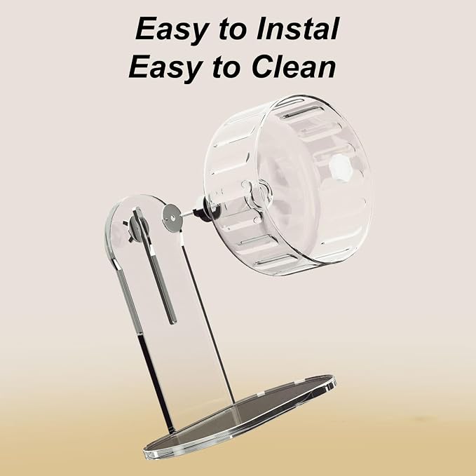 Hamster Wheel, Silent Running Exercise Wheel with Adjustable Stand for Hamster Guinea Pig Gerbil Hedgehog Small Animal Cage Accessories (Clear, 7.1inch/18cm)