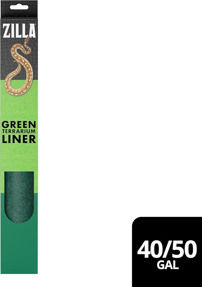 Zilla Reptile Carpet Terrarium Floor Liner, Green, 10G, 17.25 x 35.25 | Substrate for reptile tank, enzyme-treated odor control, rinse-clean absorbent floor liners