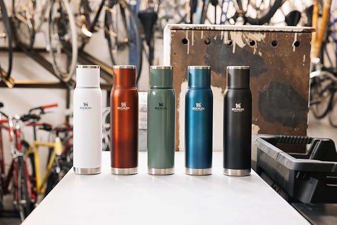 Stanley Adventure-To-Go Vacuum Bottle 1.1 qt | Wide Mouth with Leakproof Cup Lid | Keep Drinks Hot or Cold | Packable for Travel | Insulated Stainless Steel Thermal Bottle | BPA-Free | Frost
