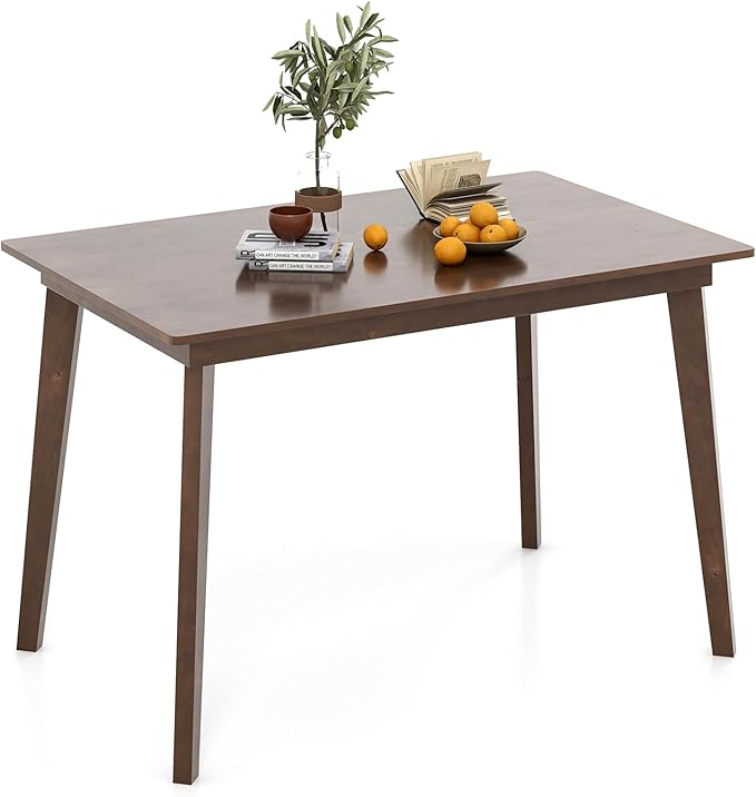 GOFLAME 48” Wooden Dining Table for 4 People, Rectangular Kitchen Table with Rubber Wood Legs, Mid-Century Modern Dinner Table for Living Room, Dining Room, Small Space