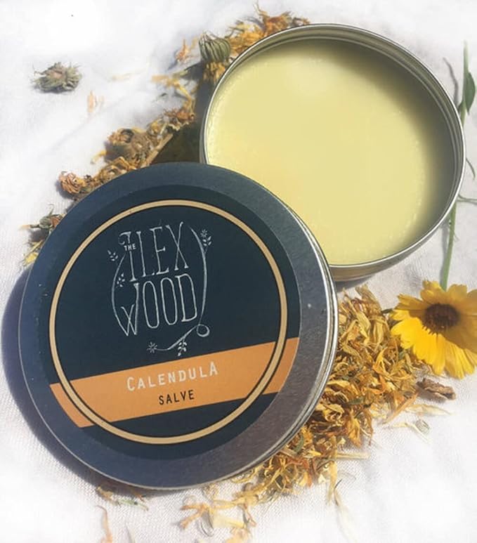 The Ilex Wood - Vegan Calendula Salve - All natural handcrafted vegan balm, soothes rashes, itching, dry skin, eczema - 3.38 fl oz (100ml)