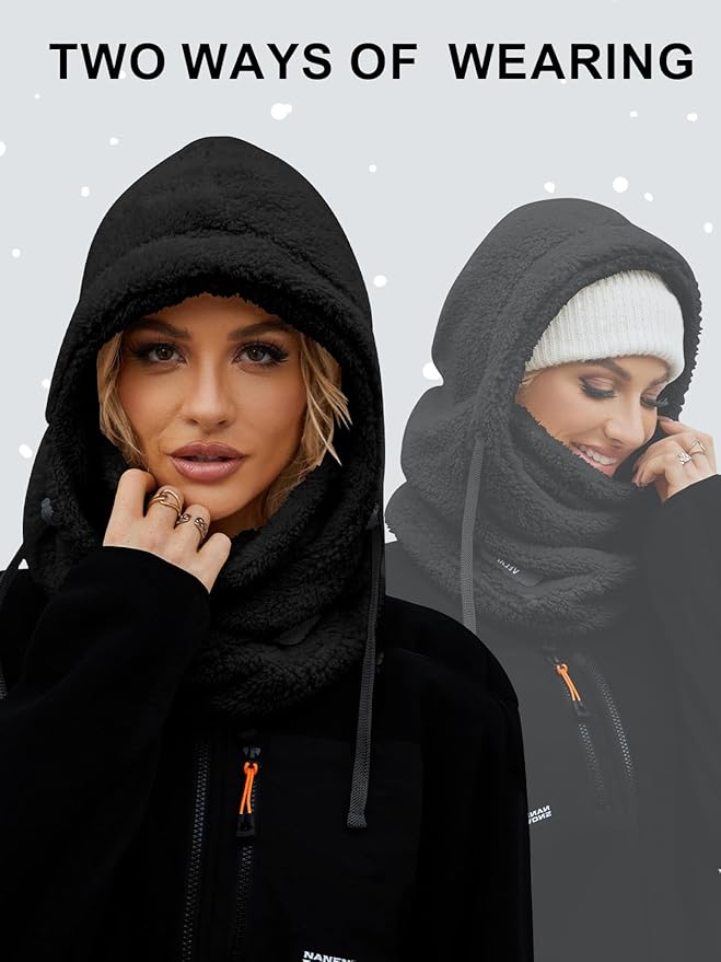 Balaclava Fleece Ski Mask for Men Women Winter Face Masks Windproof Hooded Scarf Cold Weather Hat Neck Warmer