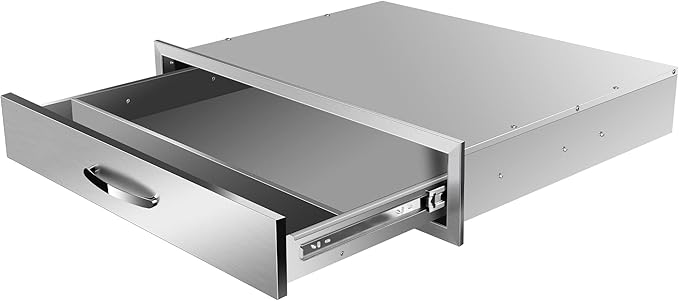Outdoor Kitchen Drawers Stainless Steel 30W X 6.5H X 23D Inch, Flush Mount Single BBQ Island Drawers with Handle for Outdoor Kitchens, Patio or Grill Station