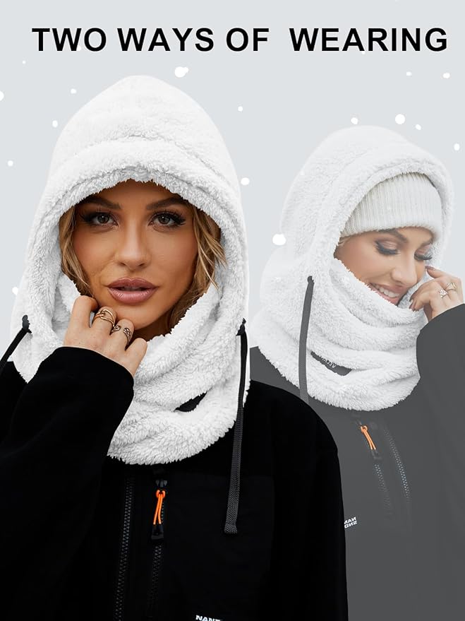 Balaclava Fleece Ski Mask for Men Women Winter Face Masks Windproof Hooded Scarf Cold Weather Hat Neck Warmer