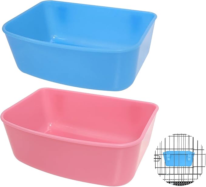 6 Pack Feeder (Blue, Pink), Hanging Feeder,Food and Water Container, Bath Water Bowl Universal for Birds Hamsters Mice Rats Rabbit Guinea Pig Small Pets (S) (M)