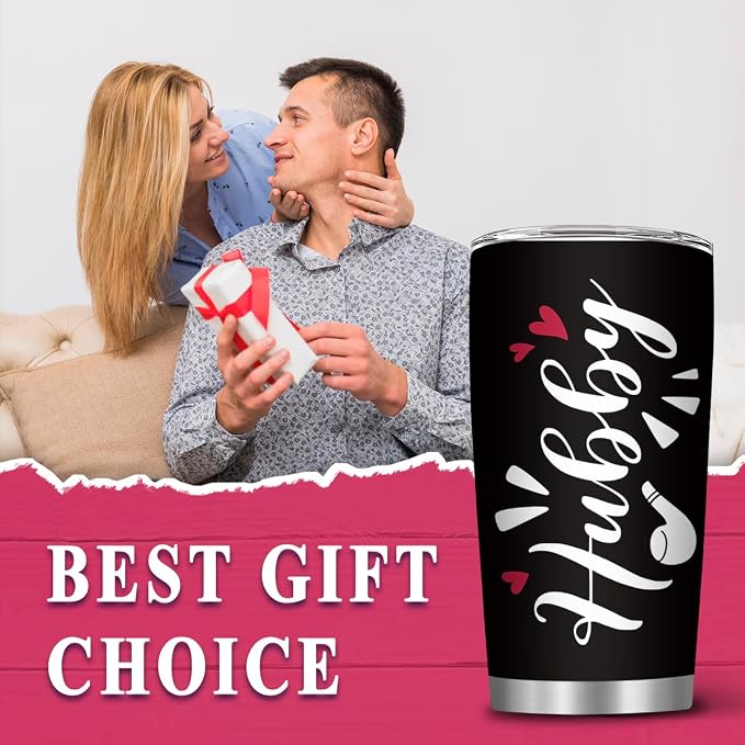 Gifts for Husband from Wife, 20oz Husband Tumbler, Husbands Gifts for Birthday Wedding Anniversary Thanksgiving Christmas, Romantic Gift for Him, Hubby Tumbler with Straw, 1 PCS