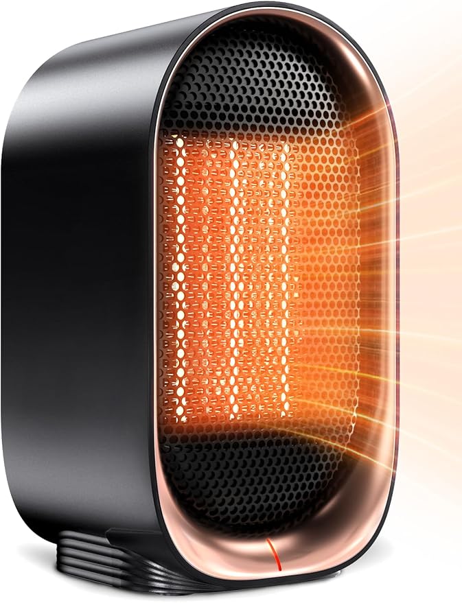 Space Heater, Portable Small Heaters for Indoor Use, Electric Desk Heater with Overheat and Tip-Over Protection, Mini Personal Heaters for Home Office Workspace, Black