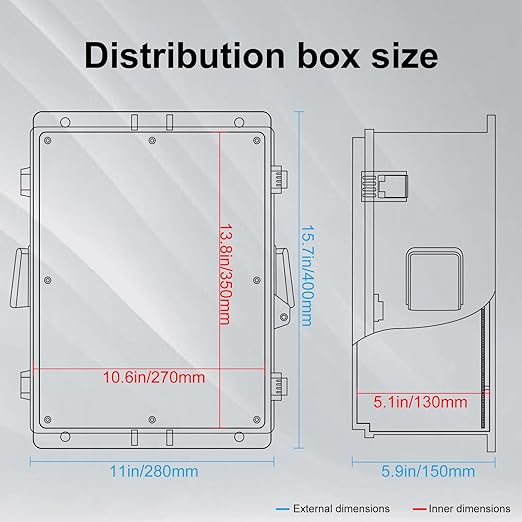 Outdoor Electrical Box with Thermostat and Fan, ABS Water Resistant Enclosure with Internal Mounting Panel & Hinged Cover,16" H* 12" L* 5.9" W Plug & Play.