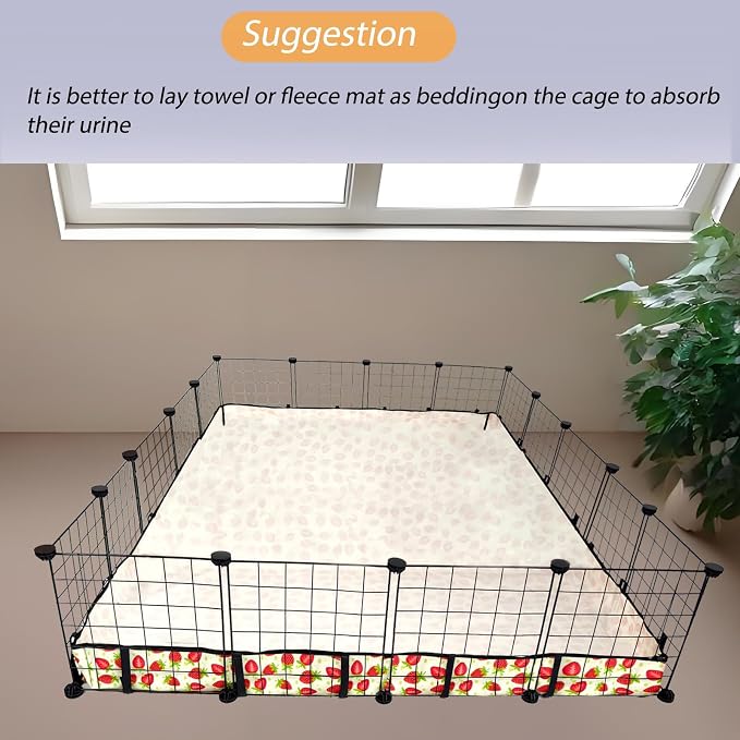 Guinea Pig Cage Liner,Washable Waterproof Oxford Cloth Cage Liners for Small Animals,Hamster Chinchilla Hedgehog Rabbit and Other Small Animals Not Include Cage(48x60 inches)