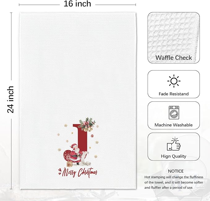 Christmas Initial Letter J Kitchen Towels Personalized Gifts Dish Towels Hand Towels for Kitchen Decorations, Christmas Birthday Gifts for Women, 24x16 Inch