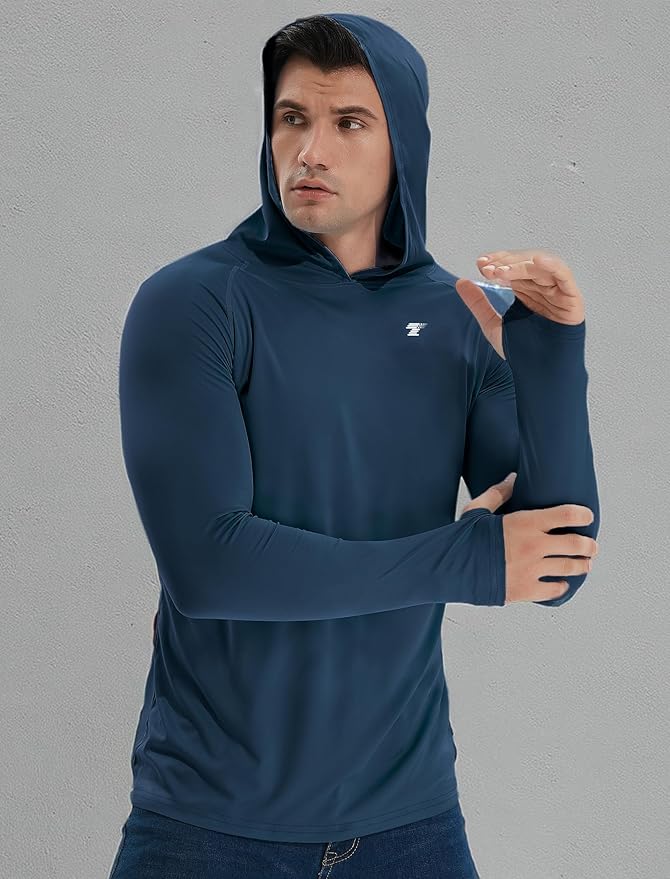 TELALEO 3 Pack Men's UPF 50+ Sun Protection Lightweight Hoodie Performance Long Sleeve SPF UV Shirt for Fishing Running