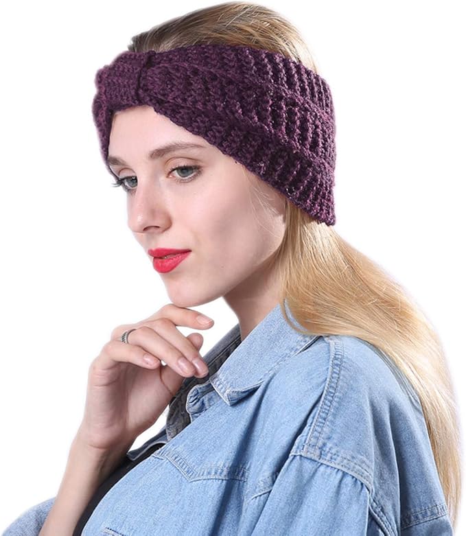 DRESHOW Winter Knit Chunky Headbands for Women Crochet Turban Knitted Ear Warmer Fashion Head Wrap 6 Pack