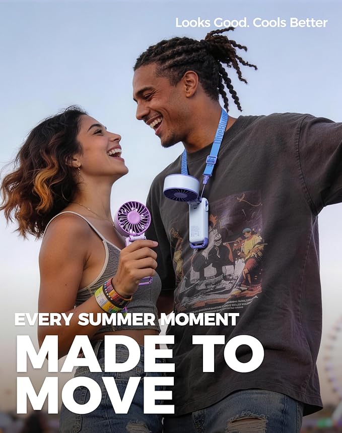 Diveblues Portable Turbo Fan, 100 Speed Handheld Fan with Strong Airflow, Foldable 4 in 1 Personal Fan for Neck, Desk & Travel, USB-C Rechargeable, Lightweight for Summer, Concerts & Outdoor Use