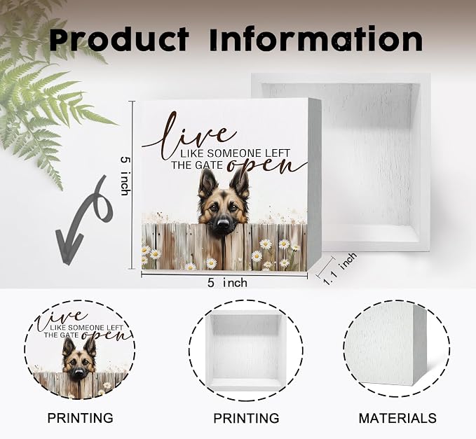 Live like Someone Left the Gate Open Belgian Malinois Wooden Signs,Farm Cottagecore Animal Office Kitchen Bedroom Decor,Rustic Farmhouse Home Decor Signs,Belgian Malinois Gifts for Women