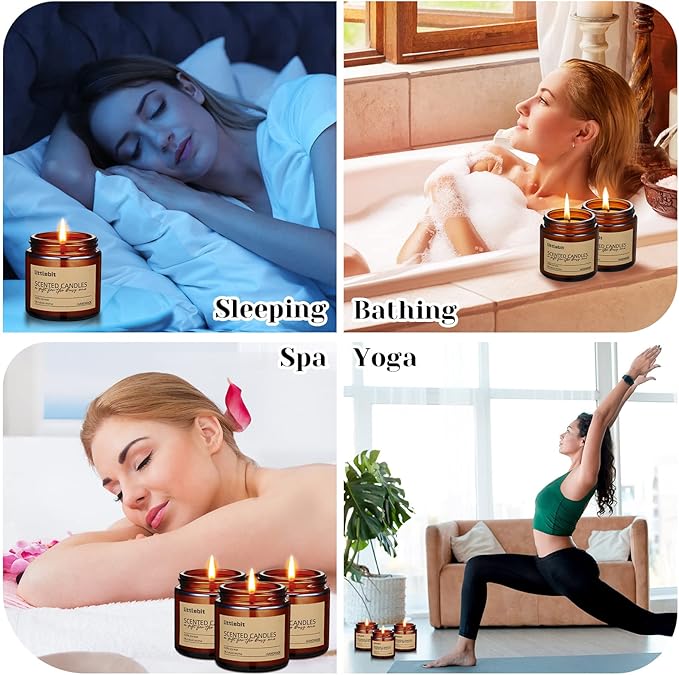 MTLEE 12 Pack Candles for Home Scented Aromatherapy Jar Candle Gifts for Women, Natural Soy Wax Amber Jar Candle Set Bulk for Home, Birthday, Christmas, Fall, Thanksgiving, Housewarming Gifts(Brown)