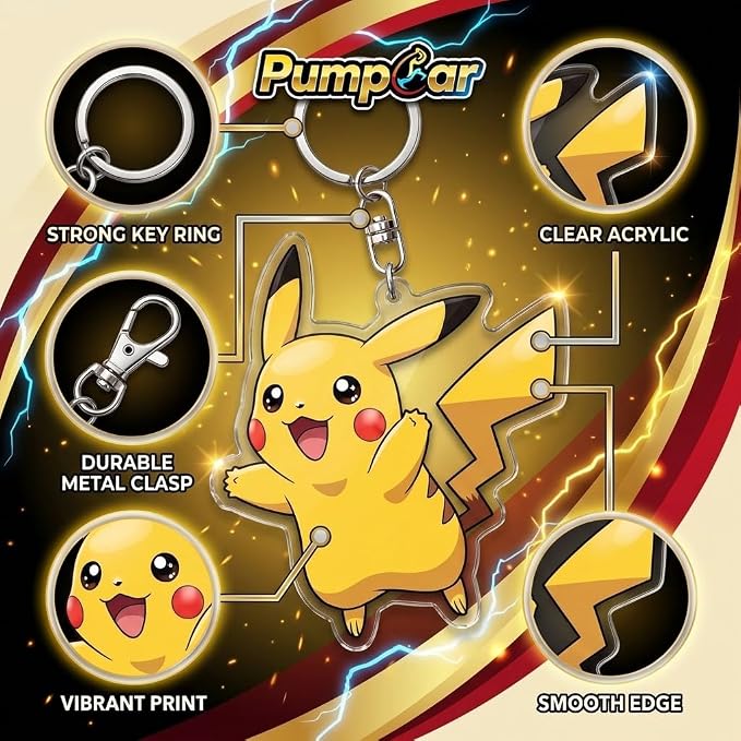 PumpCar Acrylic Keychain Double-Sided Charm Key Ring with Metal Clip Backpack Charm Bag and Car Key Accessory Collectible