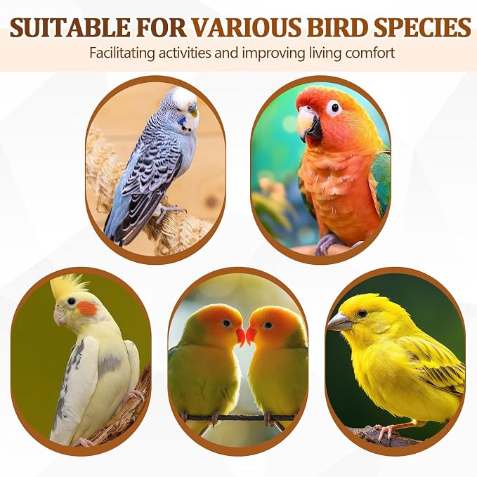 Sintuff Bird Perches for Cage Accessories, Wooden Perch Rods Replacement with Double Head Slots, 0.6 Inch Diameter Natural Wood Stand for Parrot Macaw Cockatoo Parakeet (15 Inches,18 Inches,8 Pcs)