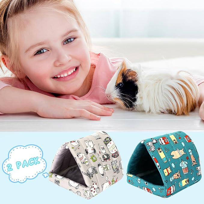 UPINS 2 Pack 9.8 inches Guinea Pig Bed,Guinea Pig Hideout | Washable Small Animal House Cage Accessories, for Dwarf ,Rabbits ,Chinchillas Hamsters, Hedgehogs,Rats