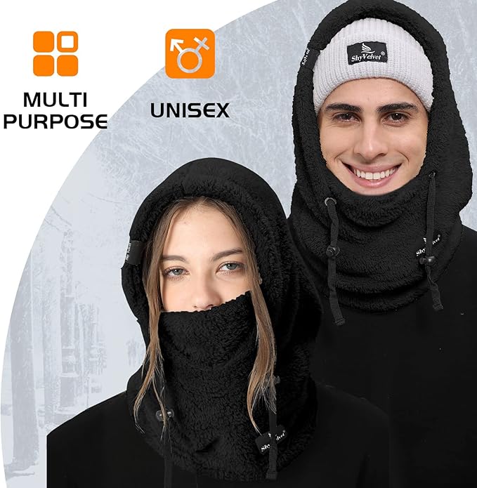 Shy Velvet Balaclava Wind-Resistant Winter Face Mask,Fleece Ski Mask for Men and Women,Warm Face Cover Hat Cap Scarf