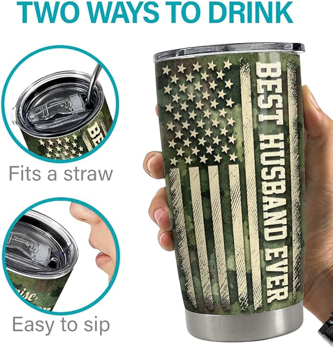 SANDJEST Husband Tumbler 20oz Stainless Steel Insulated Tumblers Coffee Travel Mug Cup Gift for Husband from Wife Gifts for Birthday Valentines Christmas Anniversary