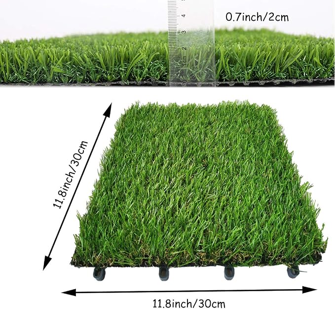Hamiledyi 2 Pcs Artificial Rabbit Grass Mat 11.8" x 11.8" Reusable Guinea Pig Pee Pads Dog Grass Pee Pads for Puppy Bunny Chinchilla TrainerFloor Plastic Mats Feet Pads Indoor Outdoor