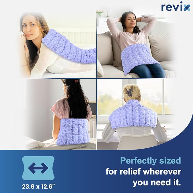 REVIX Extra Large Heating Pad Microwavable for Back with Moist Heat, Microwave Heated Wrap for Full Back, Neck Shoulder and Muscles, Rose Velvet XXL Rice Bean Bag