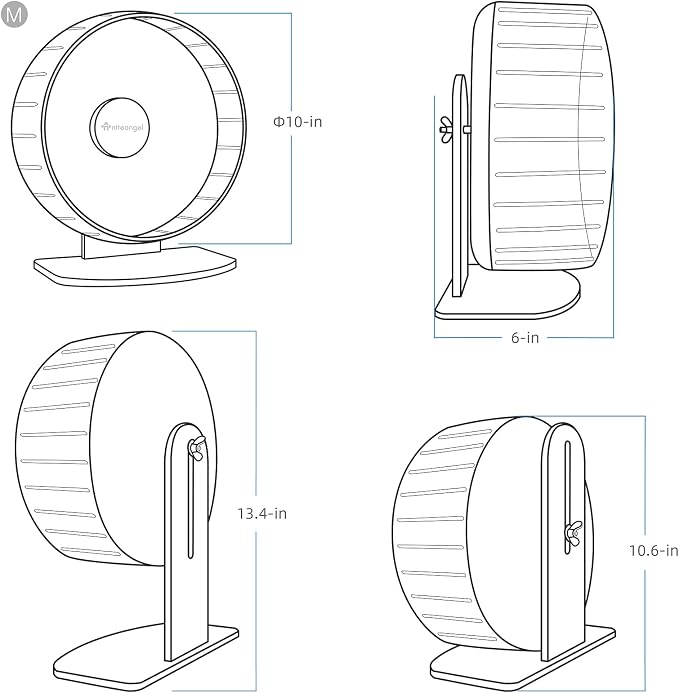 Niteangel Super-Silent Hamster Exercise Wheels: Quiet 10 inch Running Wheel | Can 10.6-13.4" Adjustable Height - No Bend Back Spinner Running for Dwarf Syrian Hamster Gerbils Mice Or Other Small Animal