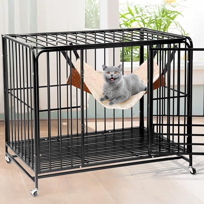JOYELF Cat Hammock Bed, Large Reversible Cat Cage Hammock Hanging Soft Pet Bed for Kitten Ferret Puppy or Small Pet