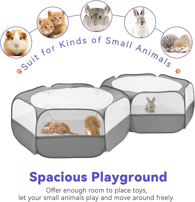 Pawaboo Small Animals Playpen, Large Chick Brooder with Zipper Splicing | Portable Chicken Coop Run, Pop Up Pet Enclosure Cat Tent for Guinea Pig Bunny Puppy Indoor Outdoor