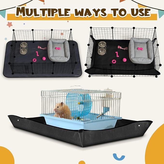 Abbylike 2 Pcs Waterproof Washable Pet Playpen Mat 59" x 39" Large Reusable Guinea Pig Cage Liner Tarp Base Protect Floors Habitat, for Rabbits, Bunny, Guinea Pig, Ferret, Small Animals