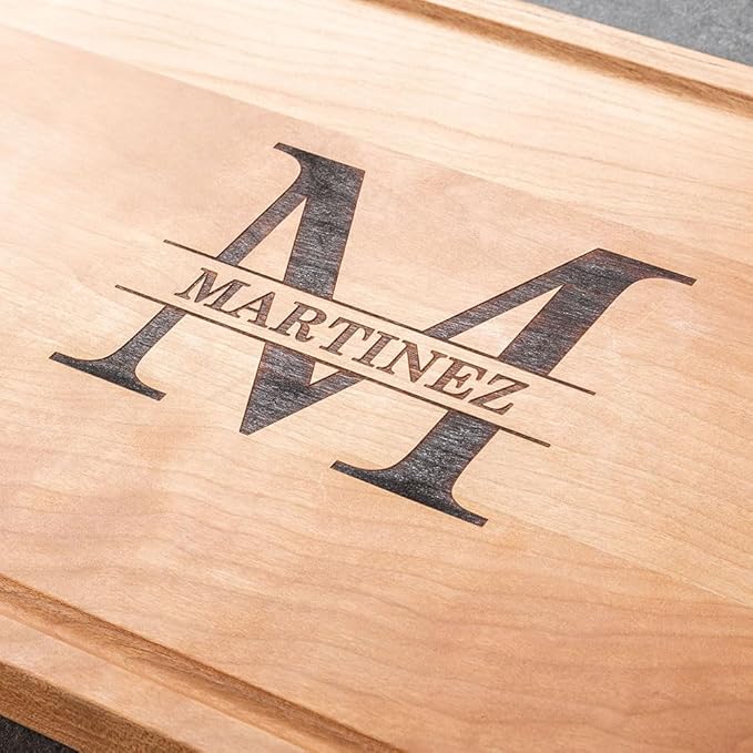 callie Personalized Cutting Board with Juice Grooves, Monogrammed Walnut Wood/Bamboo Charcuterie Boards, Engraved Christmas, Wedding, Housewarming Gifts (12", 16")