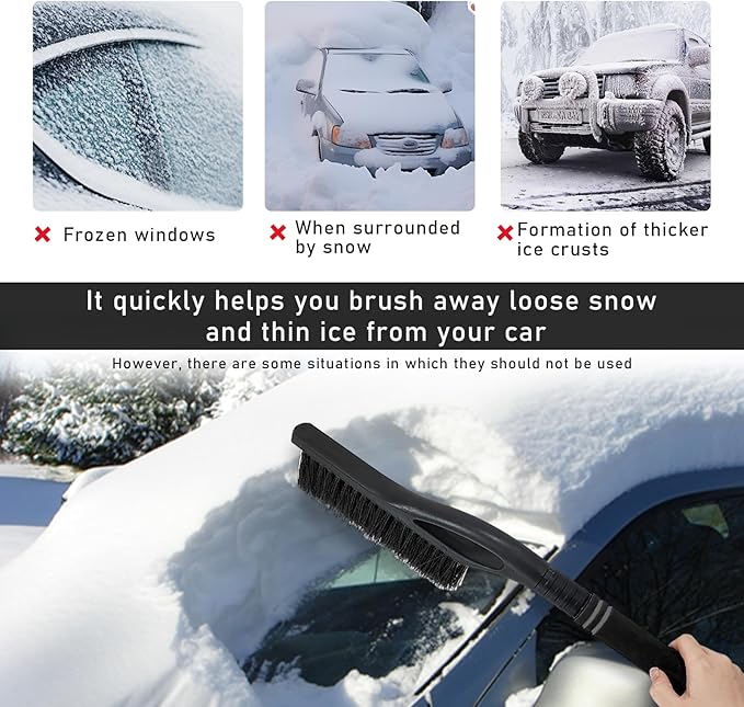 Car Snow Brush and Ice Scraper, Multi-Functional Detachable Snow Brush with Foam Grip, Ice Snow Removal Cleaning Tool for Car Windshield Window, Universal Car Accessories (Black)