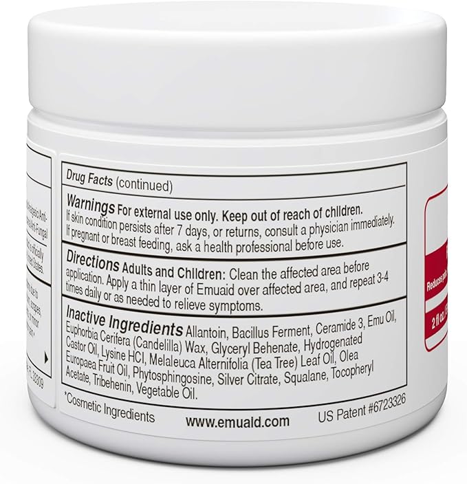 emuaid EMUAIDMAX Ointment for Itchy Skin, Maximum Strength Treatment for Athlete's Foot, Psoriasis, Jock Itch, Rash, Eczema, Cold Sores, Blisters, and Yeast Infection 2oz