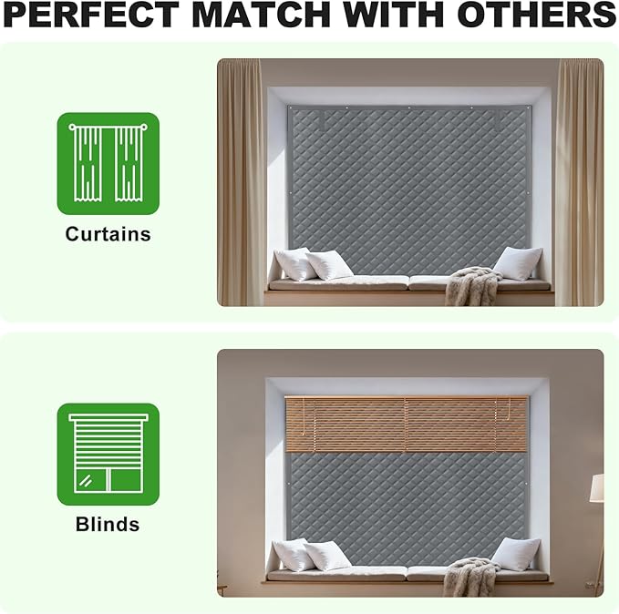 Thermal Window Cover for Winter,47" X 63" for Window Insulation for Summer Heat, Oxford Cloth Cotton Layer Thermal Window Cover to Keep Heat, Window Heat Blocker Fits Up to 3 x 5 Ft Window