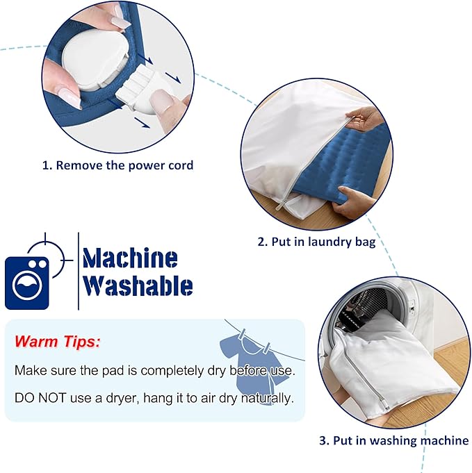 24"X20" Electric Heating pad with 6 Heat Settings, Auto Shut Off, Dry Electric Heating for Back Neck Knee Arms Legs Shoulder Heat Pads for Christmas Birthday Father's Day Mother's Day (Dark Blue)