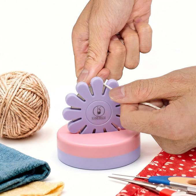 Sizobi Purple Magnetic Pin Holder with Thread Cutter, Blade Saver | Double-Sided Magnetic, 12 Cutting Point, Concealed Blade, Vertical Placement, Multi-functional Storage, Flower-shaped Design