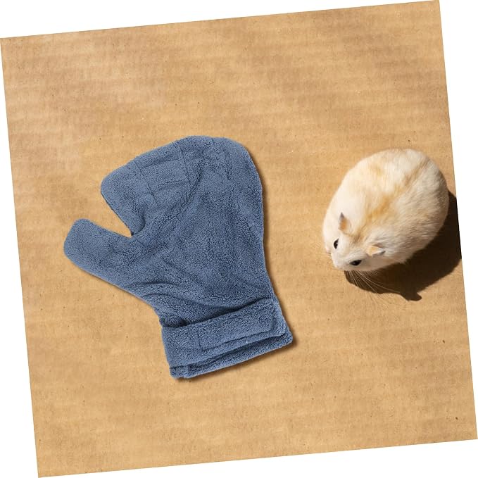 VOSAREA Calming Bite Proof Glove Navy Coral Fleece Small Animal Handling Glove for Chinchilla Ferret Hedgehog Care and Grooming Supplies