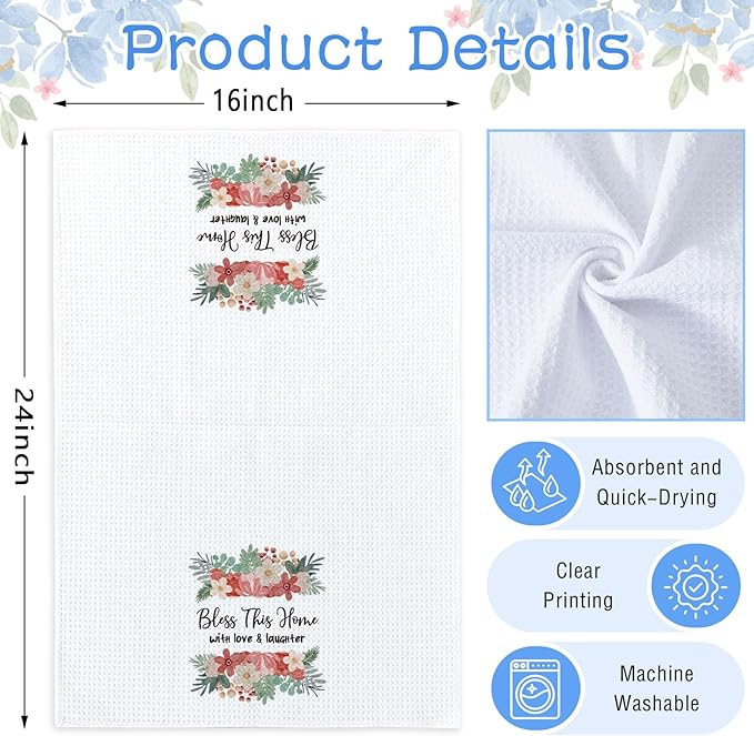 Bless This Home Bathroom Towels Gifts for New Homeowners, Kitchen Absorbent Towels 2025 Housewarming Gifts Suitable for Men Women 16 * 24in