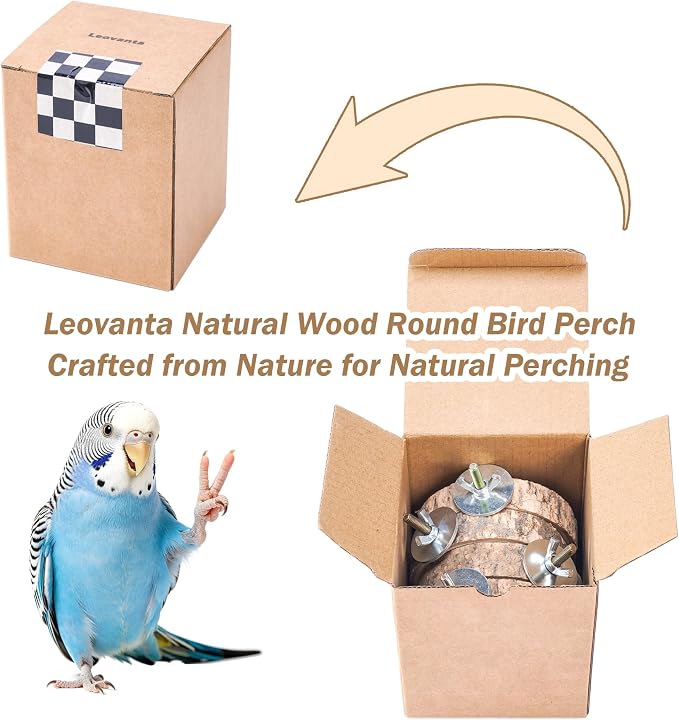 Bird Perches for Cage, 4PCS Natural Wood Bird Cage Accessories for Bird Stand, Round Parrot Flat Perch for Parakeets, Budgies, Cockatiels, Lovebirds, Conures(2.76 inches)
