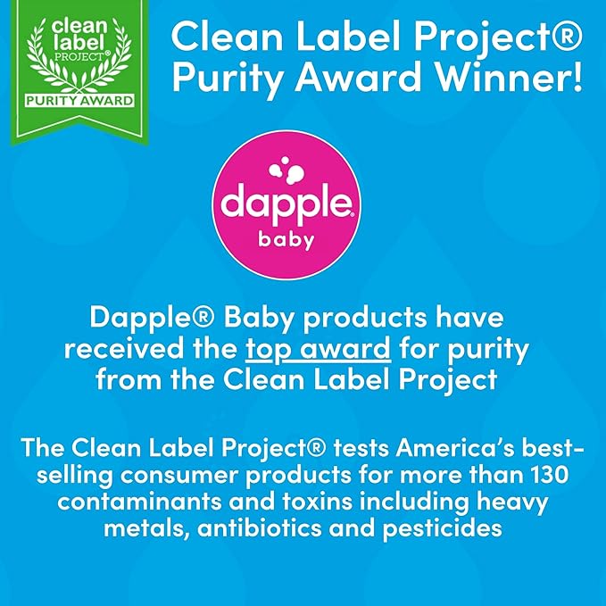 Dapple Baby Laundry Detergent, Powered by Plants, Concentrated, Hypoallergenic, Fragrance Free, Eco-Friendly Pouch, Stain Remover, 34 Fl Oz (3 Pack)