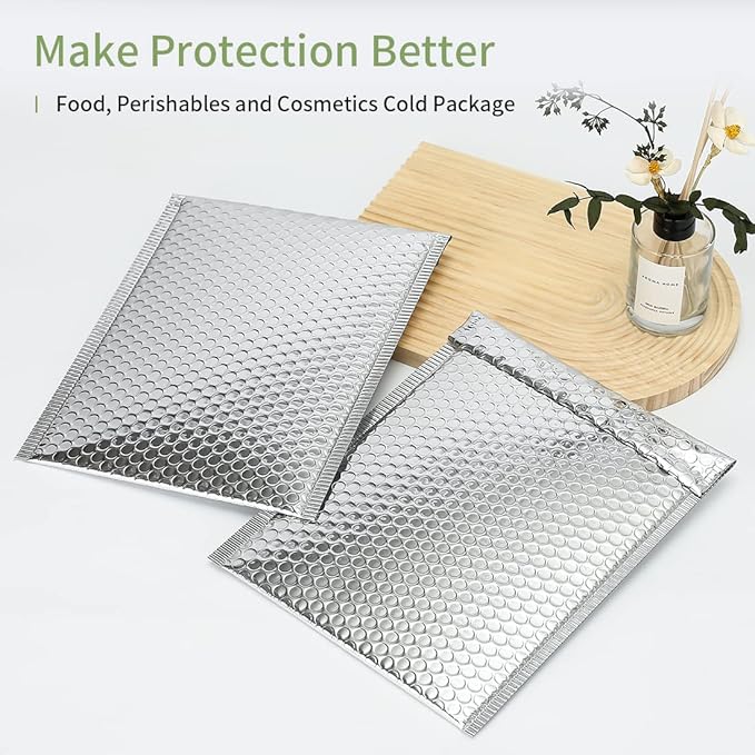 Thermal Bubble Mailer 11 x 15 Inch,Pack of 10 Self Seal Cool Bubble Mailers,Insulated Mailers for Cold Shipping,Foil Mailing Envelopes,Insulated Shipping Bags for Food, Perishables, Cosmetics