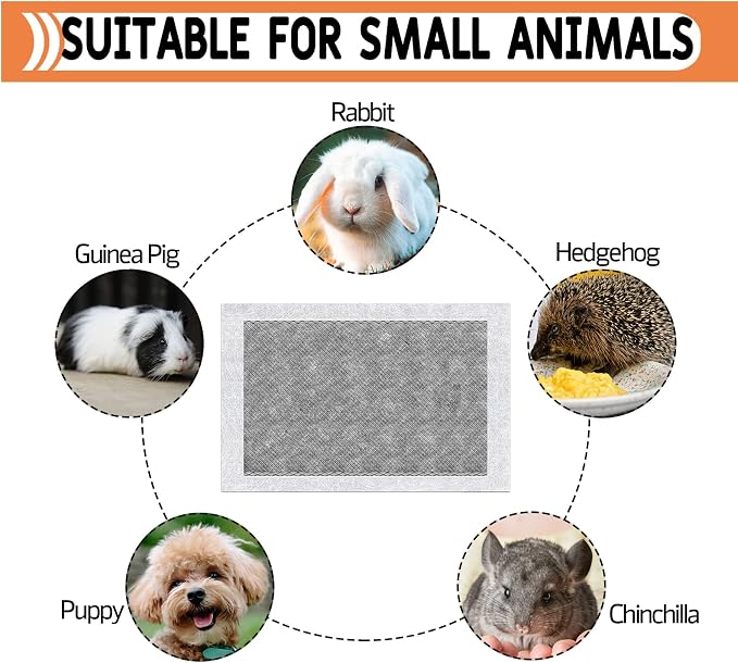 Disposable Guinea Pig Bedding, Cage Liners, Absorbent & Waterproof | Charcoal Odor Control Material, Ideal Pee Pads for Guinea Pigs, Rabbits, Hamsters, Small Pets, 24"x47"(for Midwest), 20 Count
