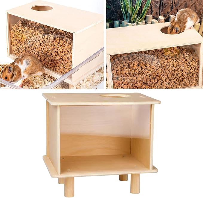 Hamster Digging Box - Sturdy Sand Bath & Hideout for Small Animals, Acrylic & ABS Plastic Play Container for Hamsters, Rats, Lemmings- Small